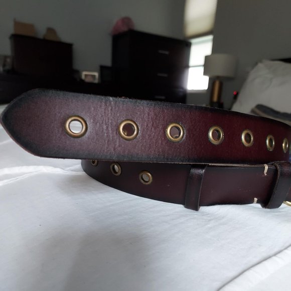 NWT Frye brown leather belt w/ grommets, S, M and L - Picture 10 of 14